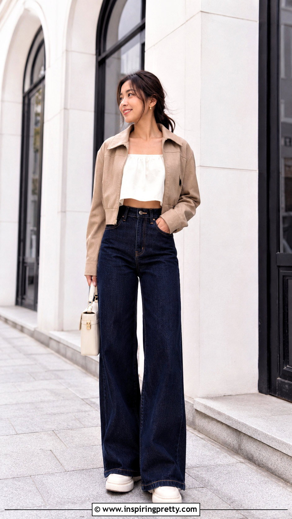 Petite Loose Crop Top With Wide Leg Jeans - 50 loose crop top outfits