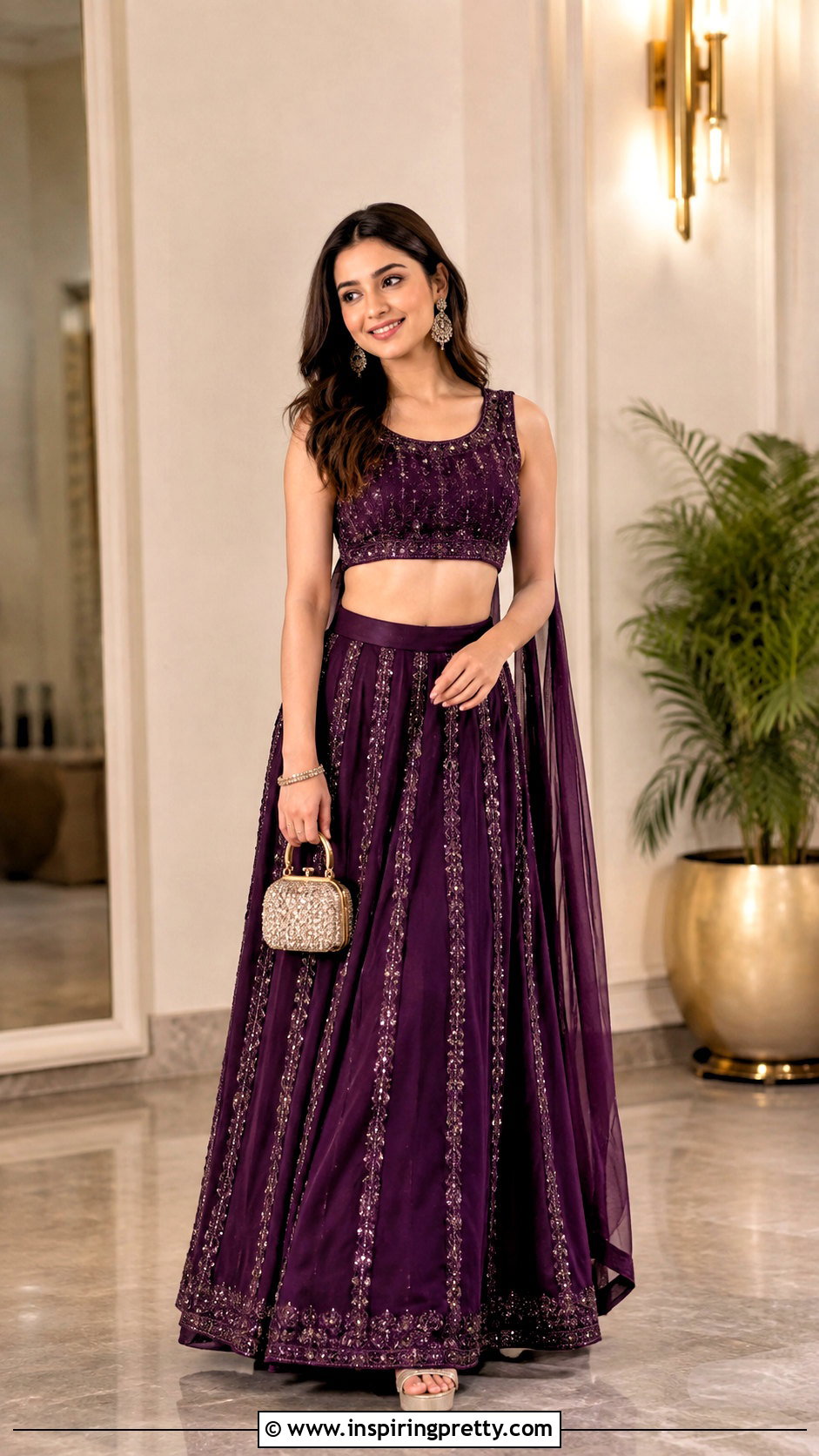 Petite Monochrome Lehenga Crop Top Outfit - 50 party wear lehenga crop tops outfit ideas
