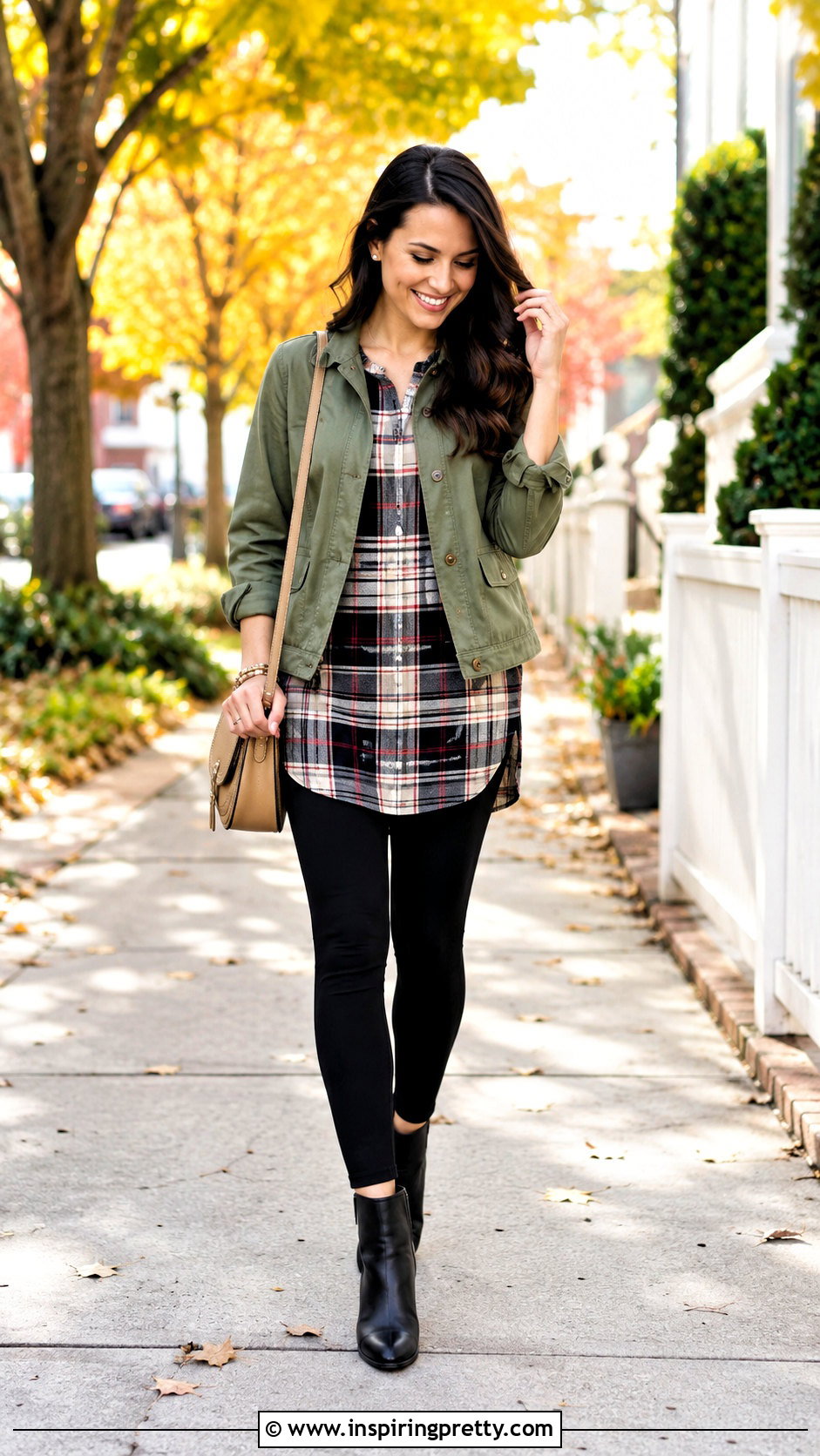 Petite Plaid Tunic Top With Leggings - 20 petite tunic tops outfit ideas