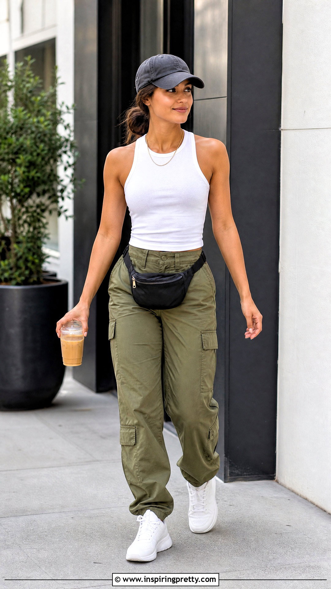 Petite Racerback Tank Top With Cargo Pants - 20 Petite Tank Top outfit ideas