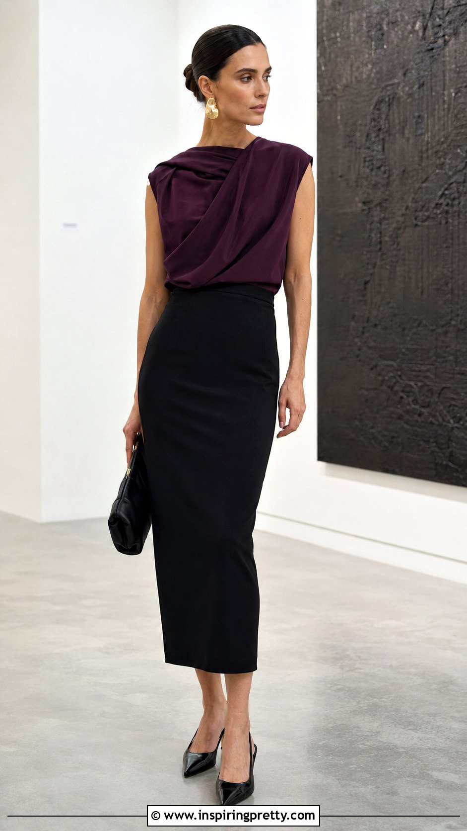 Philosophy Draped Top With Column Skirt - 20 Philosophy Tops outfit ideas