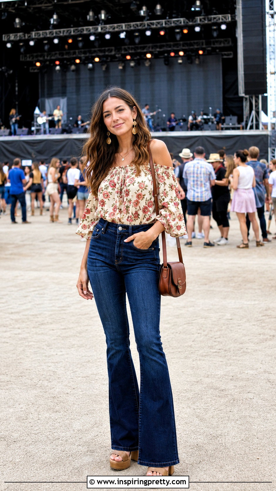 Philosophy Off Shoulder Top With Flare Jeans - 20 Philosophy Tops outfit ideas