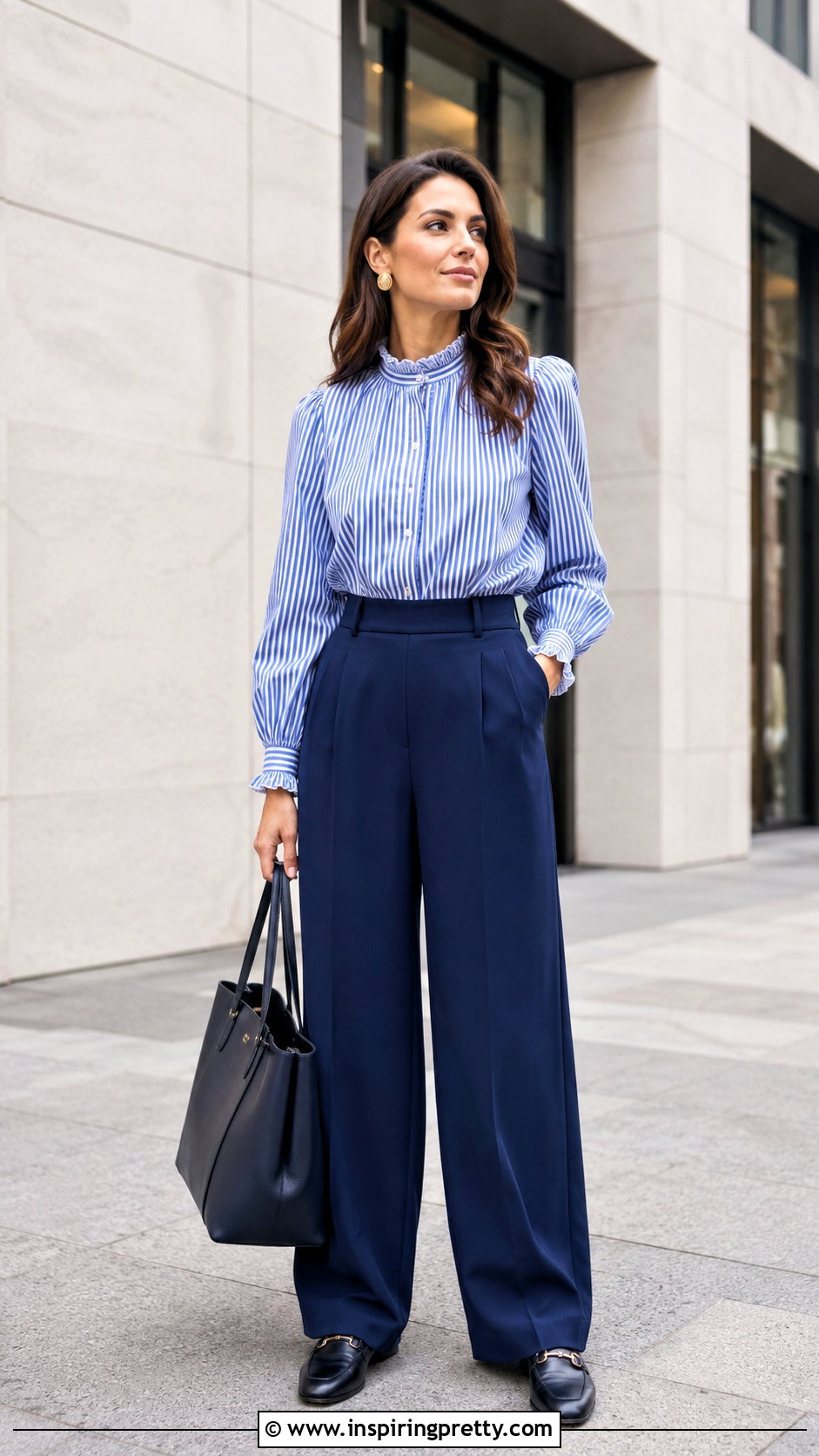 Philosophy Striped Blouse With Tailored Trousers - 20 Philosophy Tops outfit ideas