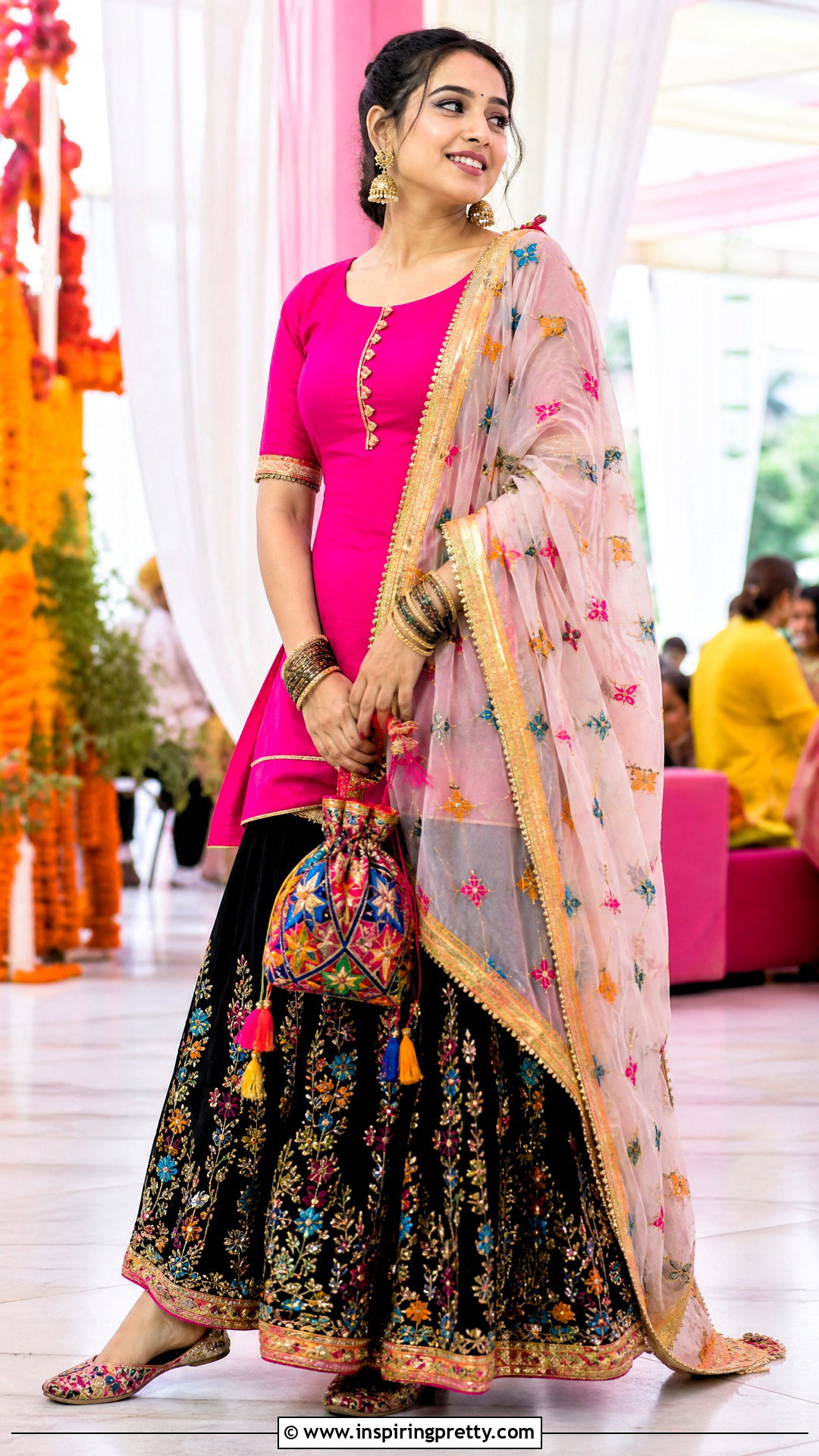 Phulkari Skirt With Short Kurti - 50 skirt top indian outfit traditional ideas