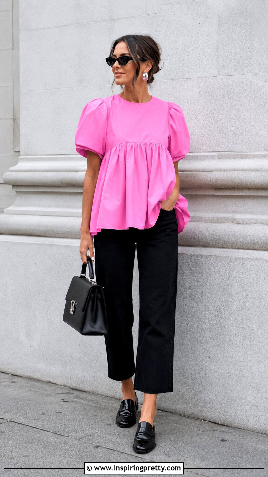 Pink Babydoll Top With Black Jeans - 50 pink babydoll top outfit ideas