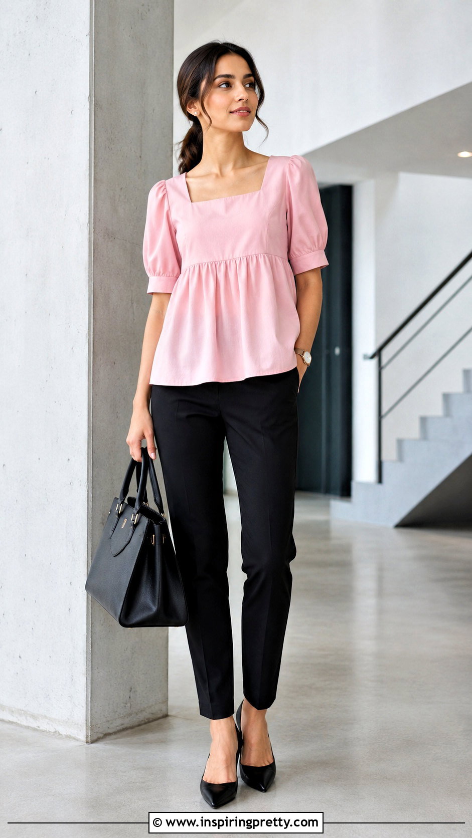 Pink Babydoll Top With Black Trousers - 50 pink babydoll top outfit ideas