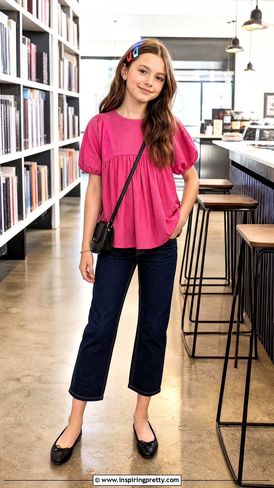Pink Babydoll Top With Cropped Jeans - 20 Cute Pink Tops For Girls