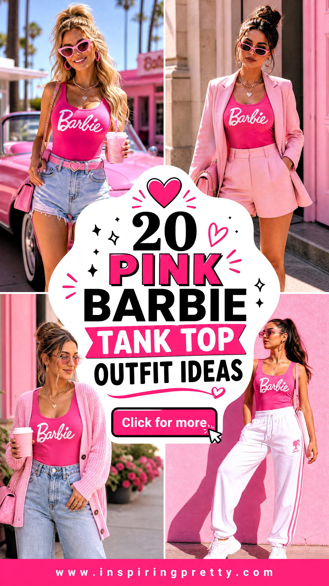 20 Pink Barbie Tank Top Outfit Ideas for Playful Summer Style - 20 Pink Barbie Tank Top Outfit Ideas for Playful Summer Style