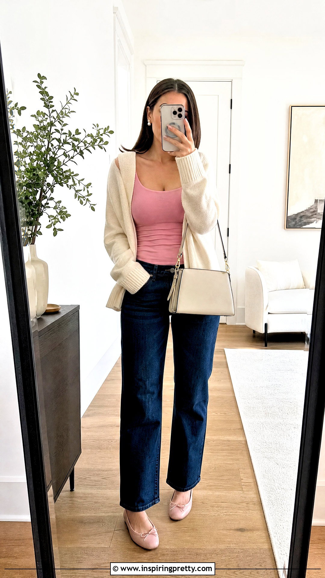 Pink Barbie Tank Top With Cardigan And Jeans - 20 pink barbie tank top outfit ideas