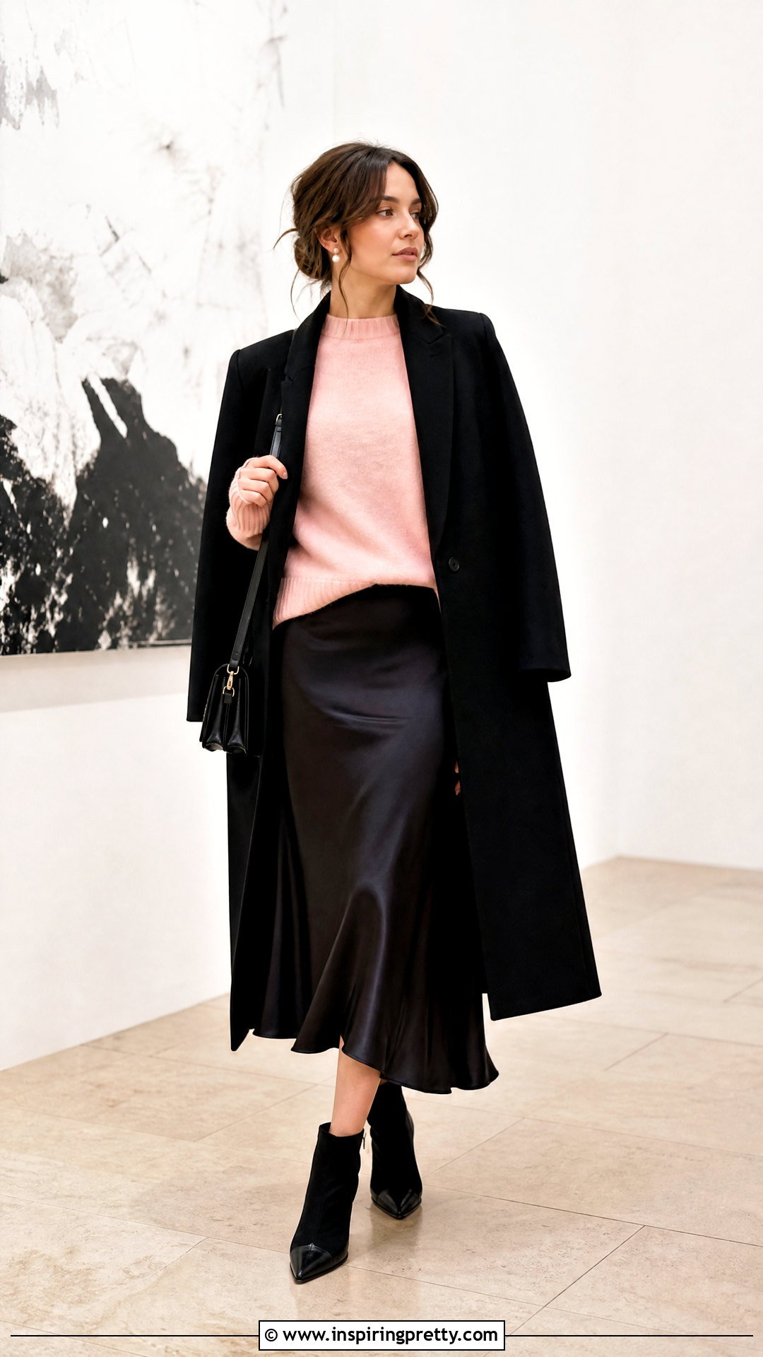 Pink Cashmere Top Over A Black Slip Dress - 25 Pink Cashmere Top outfit ideas