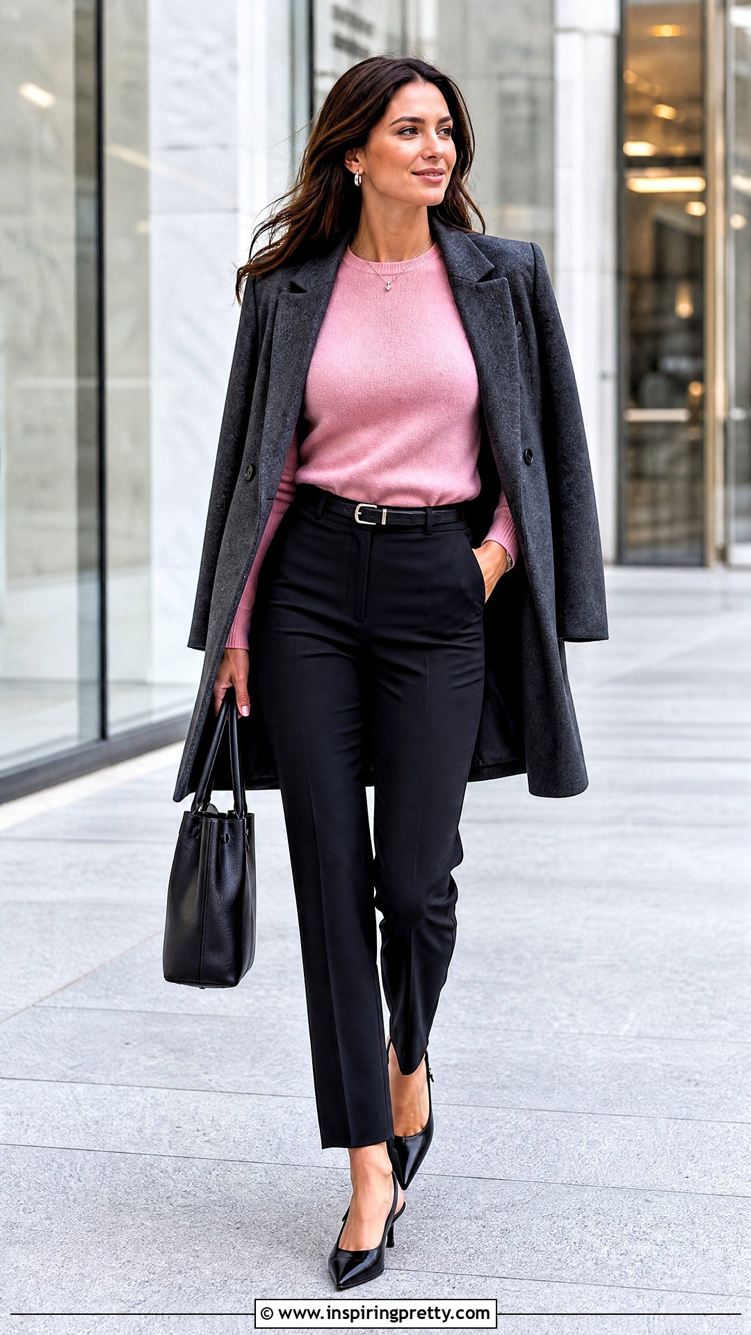 Pink Cashmere Top With Black Tailored Pants - 25 Pink Cashmere Top outfit ideas