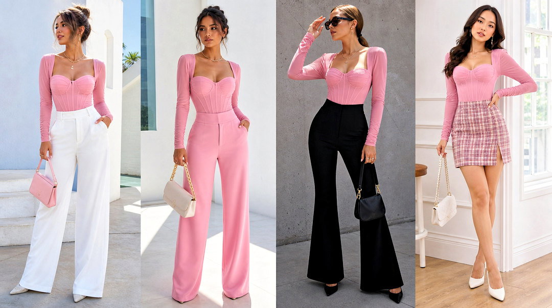 20 Pink Corset Top Long Sleeve Outfit Ideas for Chic Date Nights