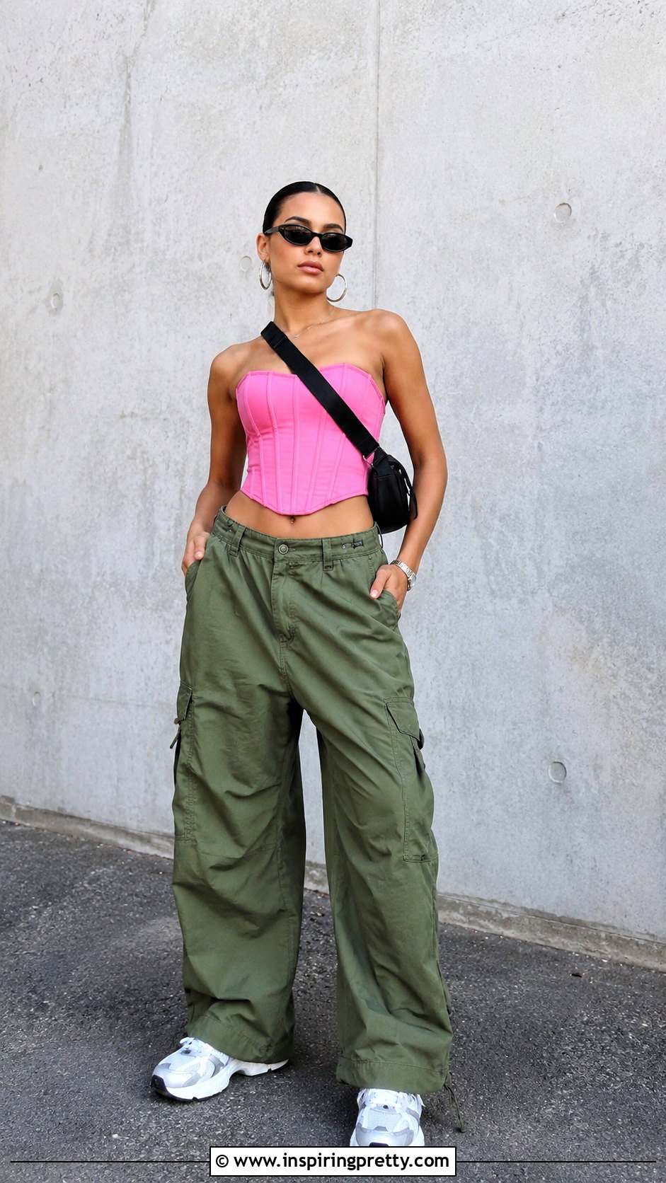 Pink Corset Top With Cargo Pants - 50 pink corset top outfit ideas