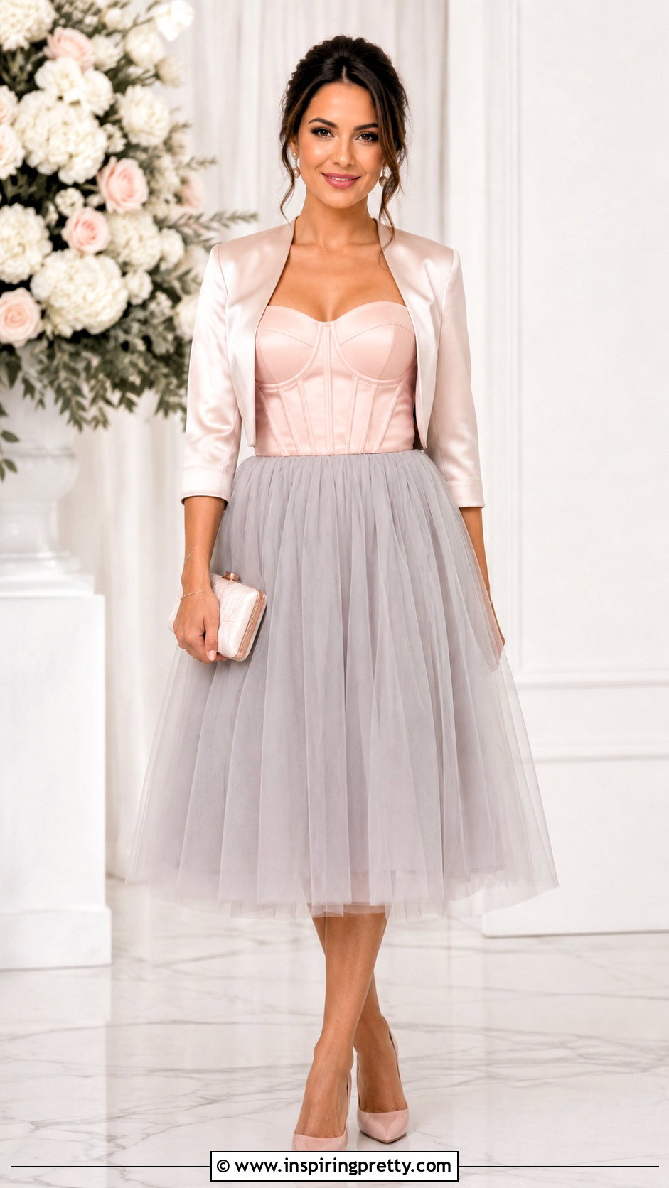 Pink Corset Top With Tulle Midi Skirt - 50 pink corset top outfit ideas
