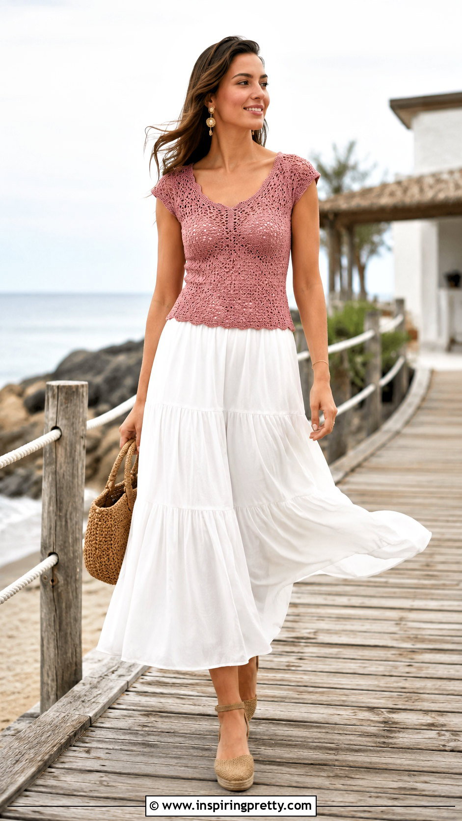 Pink Crochet Top With White Maxi Skirt - 20 pink crochet top on wooden background ideas