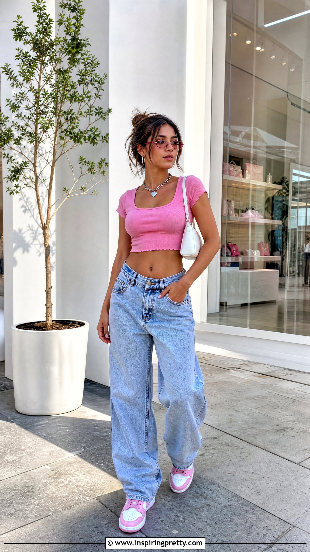 Pink Crop Top And Light Wash Jeans Outfit Code - 20 Berry Avenue Codes Clothes Crop Tops