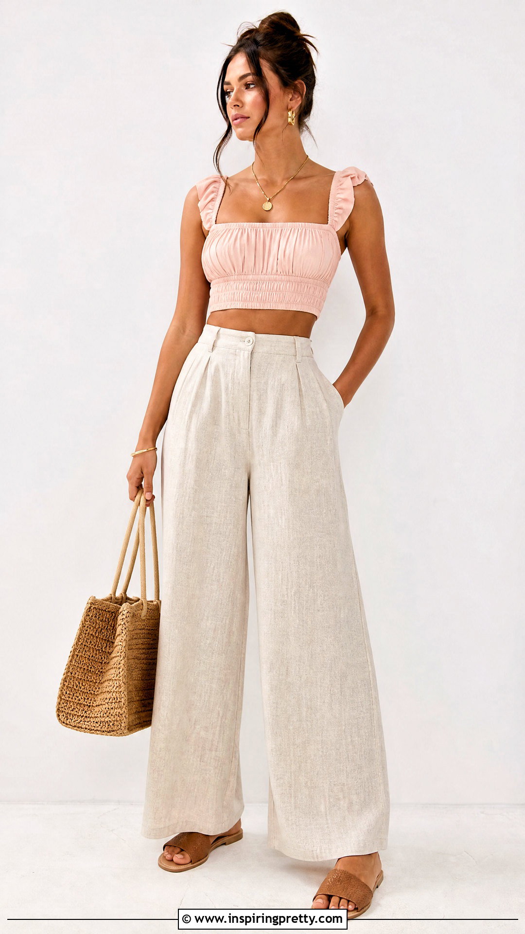 Pink Crop Top With Beige Linen Pants - 25 Pink Crop Top White Background ideas
