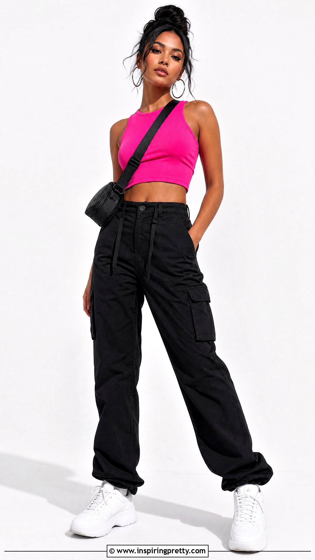 Pink Crop Top With Black Cargo Pants - 25 Pink Crop Top White Background ideas