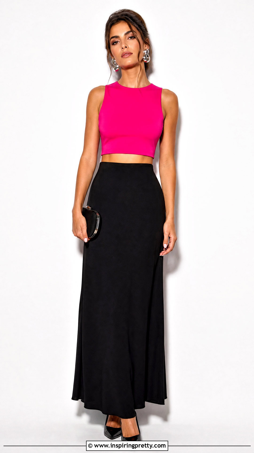 Pink Crop Top With Black Maxi Skirt - 25 Pink Crop Top White Background ideas