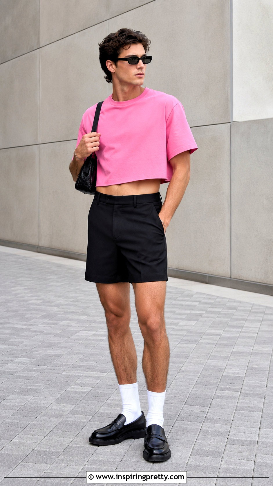 Pink Crop Top With Black Shorts - 20 Mens Pink Crop Tops