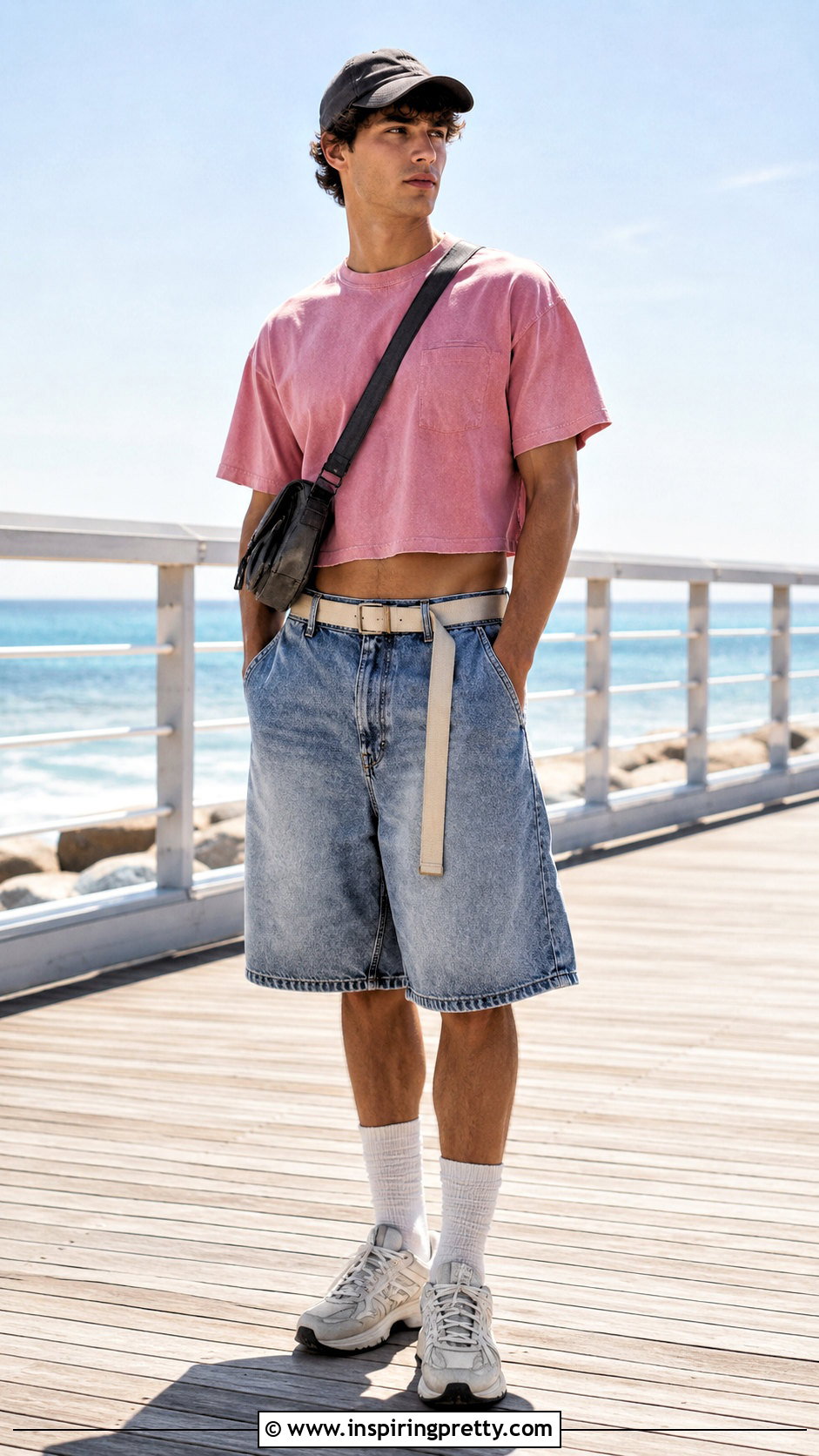 Pink Crop Top With Denim Shorts - 20 Mens Pink Crop Tops