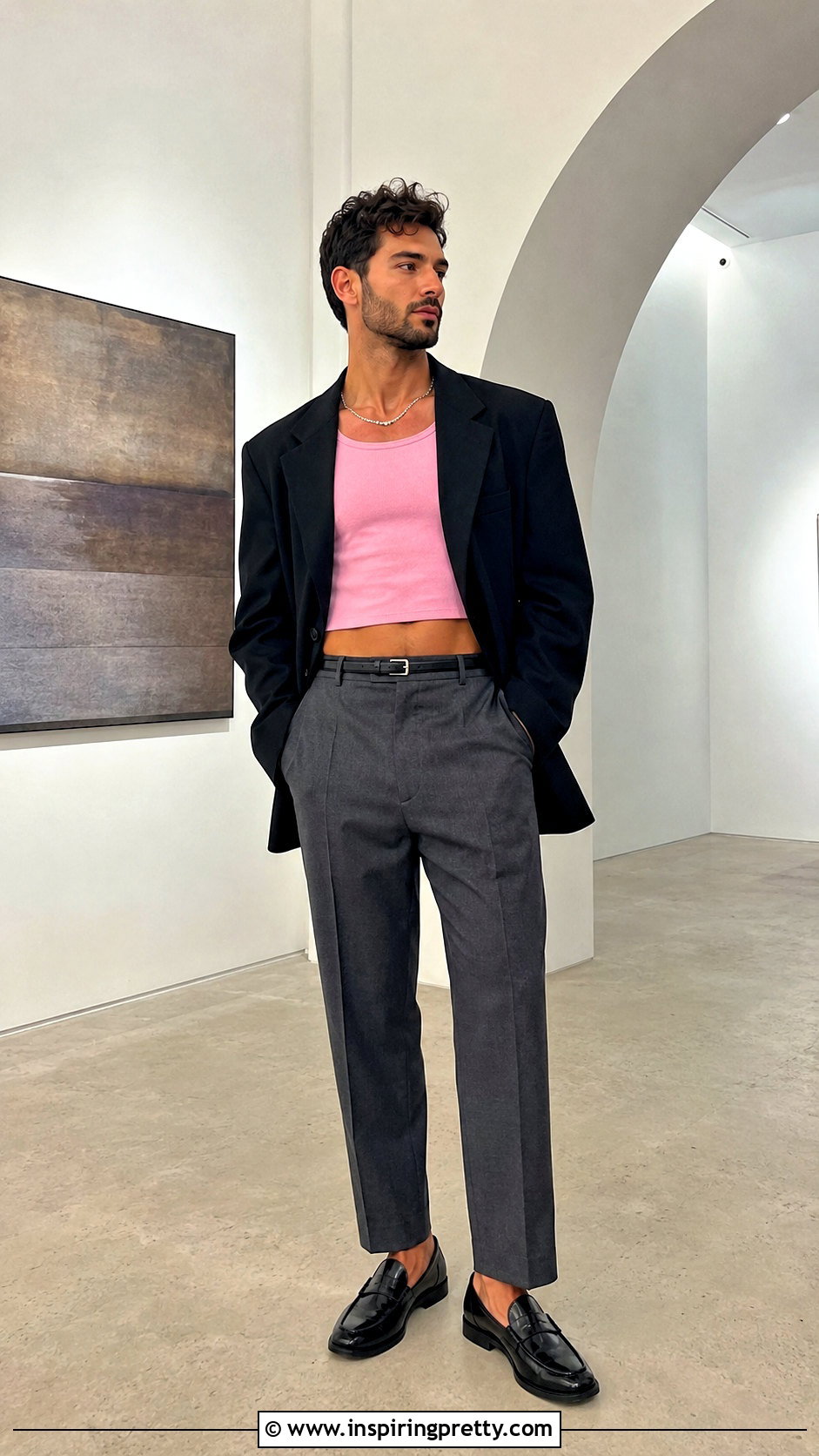 Pink Crop Top With Tailored Trousers - 20 Mens Pink Crop Tops