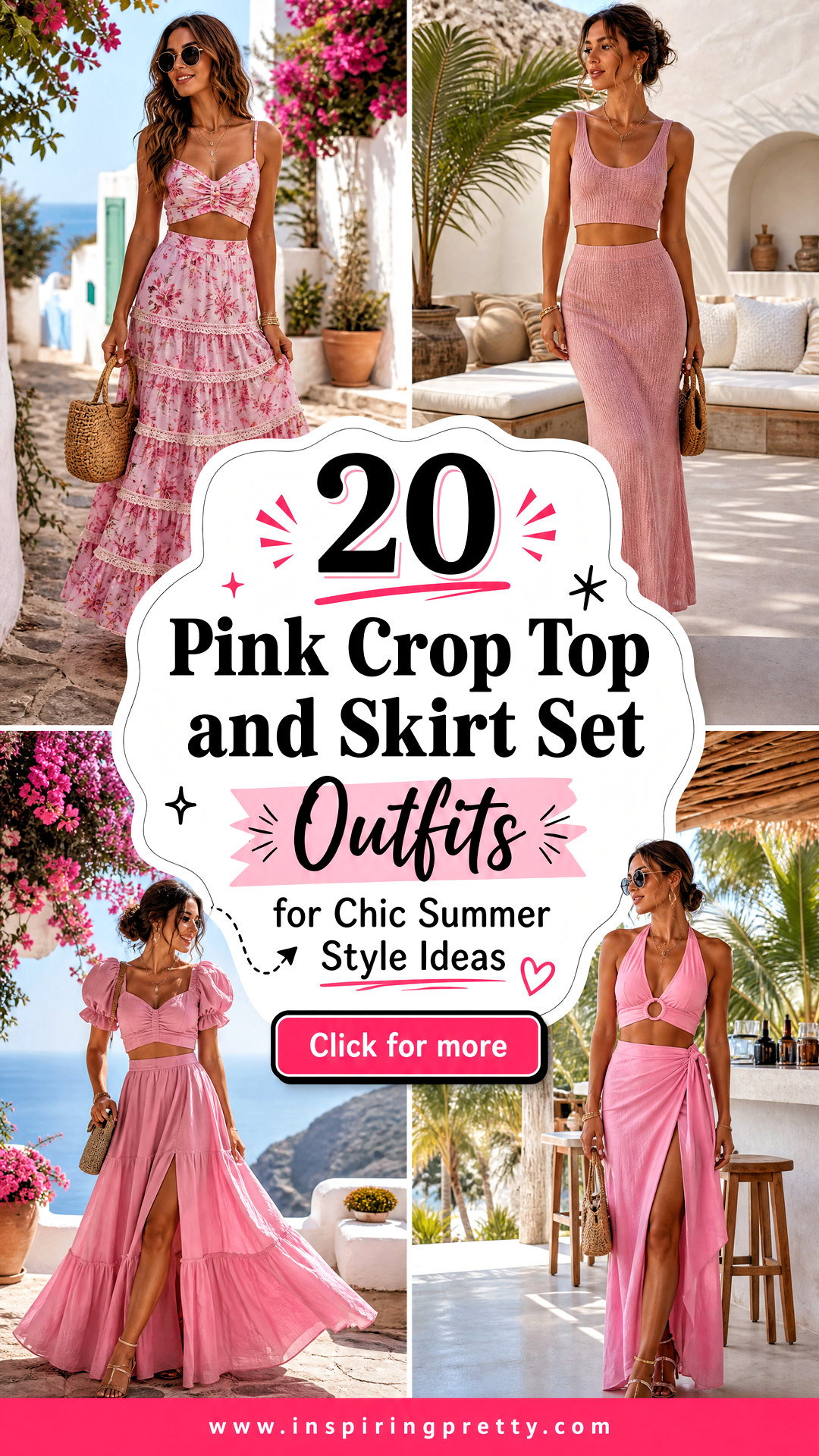 20 Pink Crop Top and Skirt Set Outfits for Chic Summer Style - 20 Pink Crop Top and Skirt Set Outfits for Chic Summer Style