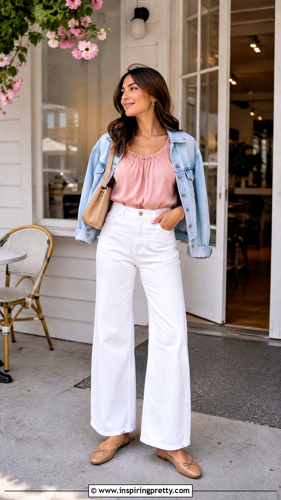 Pink Elena Top With White Jeans - 50 elena top outfit ideas