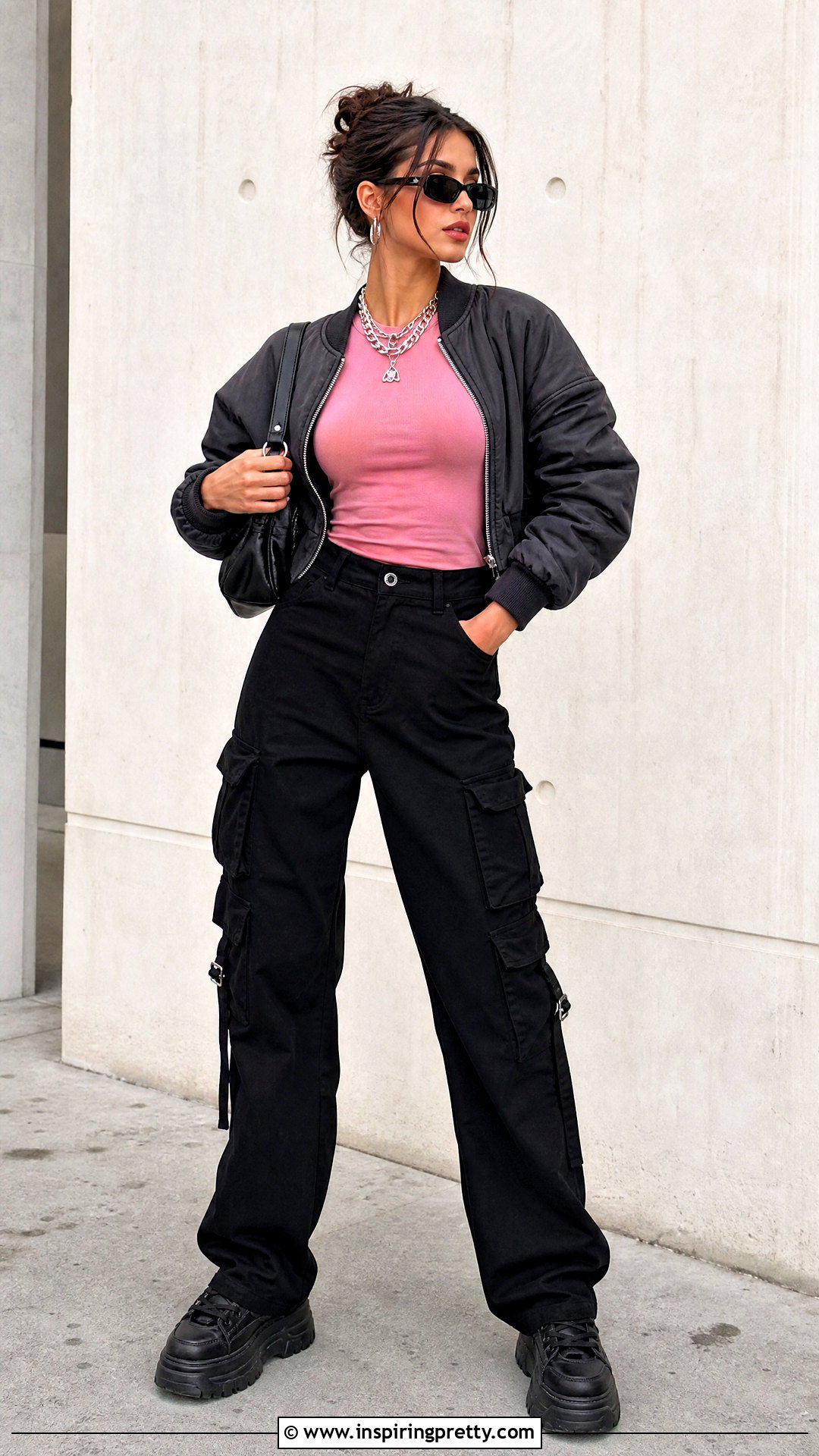 Pink Gina Top With Black Cargo Pants - 25 pink gina top outfit ideas