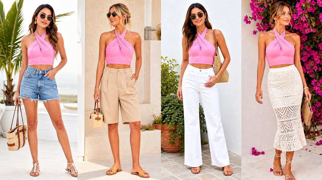 25 Pink Halter Crop Top Outfit Ideas for Chic Summer Looks
