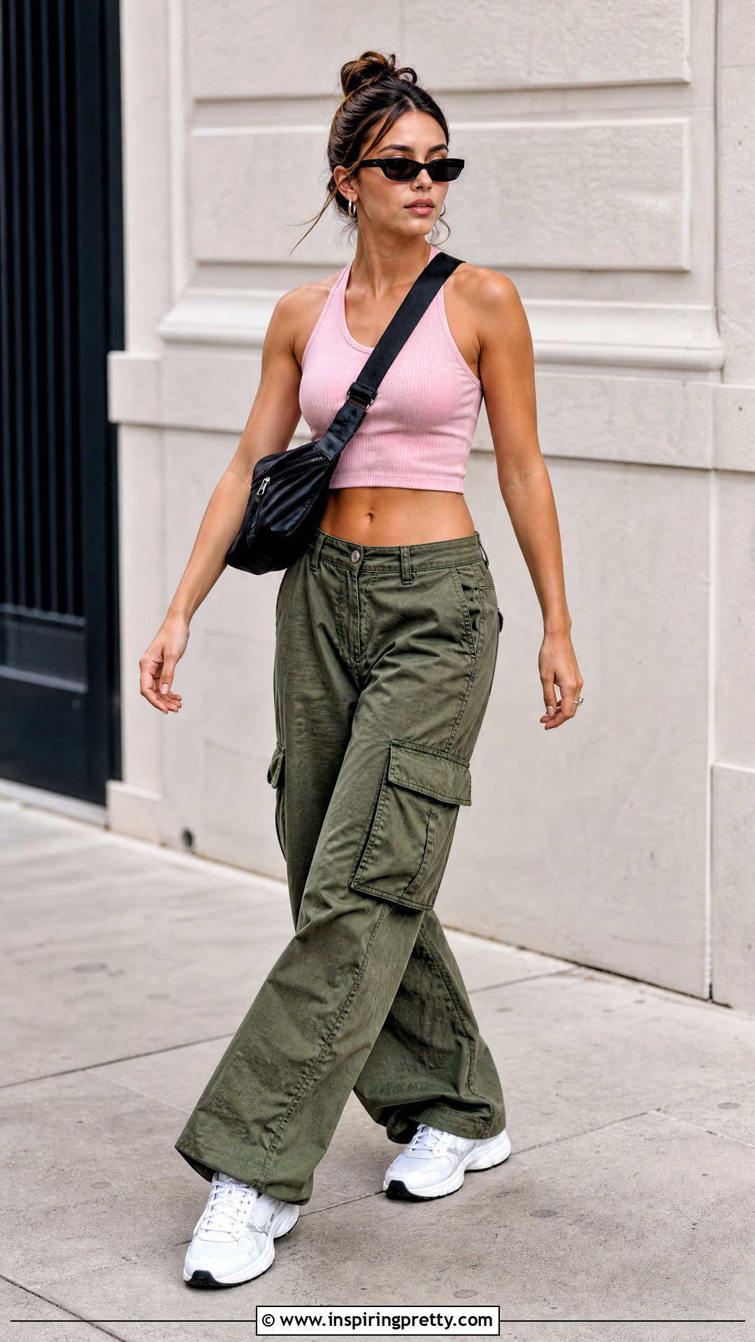Pink Halter Crop Top With Cargo Pants - 25 pink halter crop top outfit ideas
