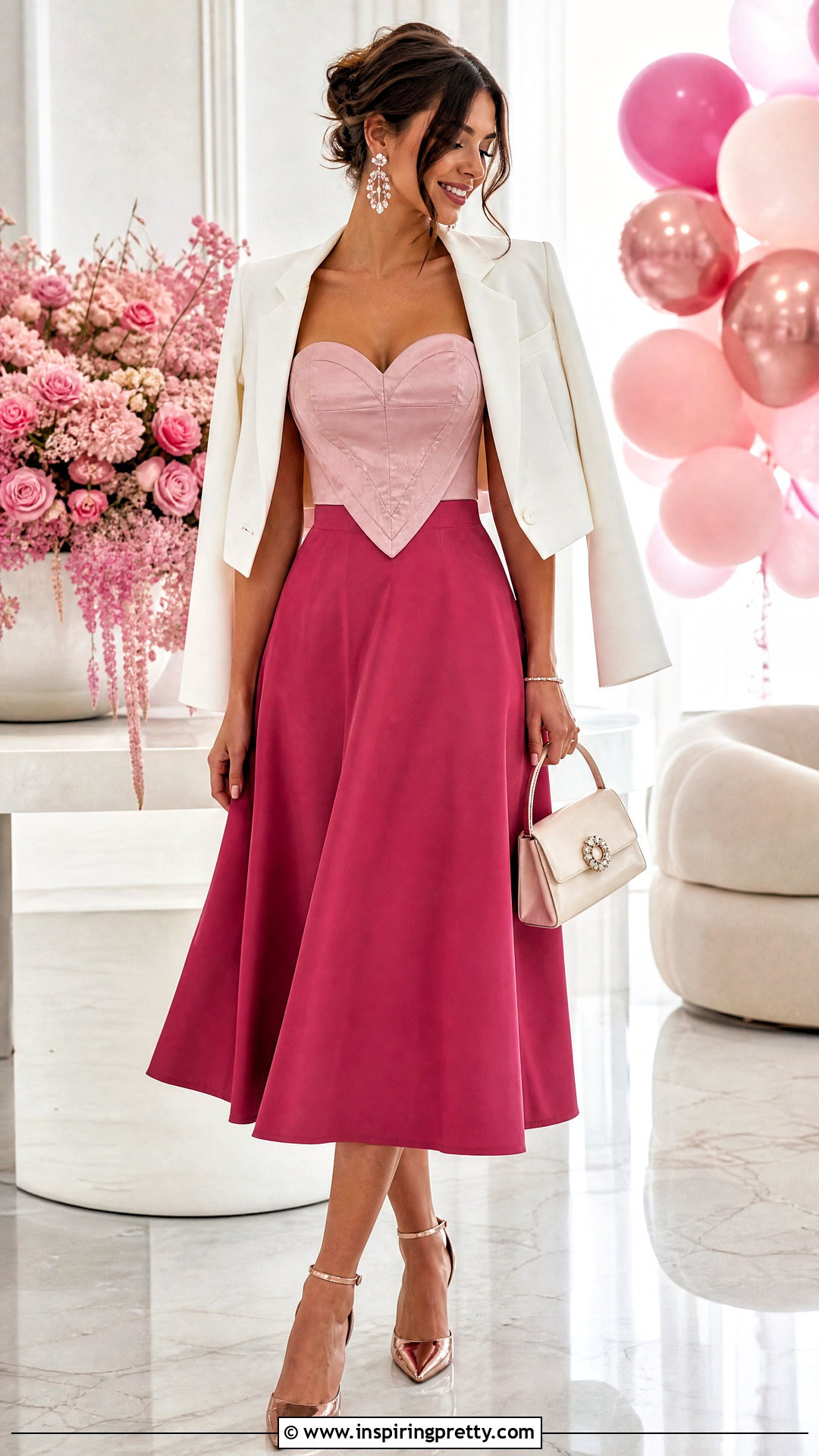 Pink Heart Corset Top With Matching Pink Skirt - 25 pink heart corset top outfit ideas