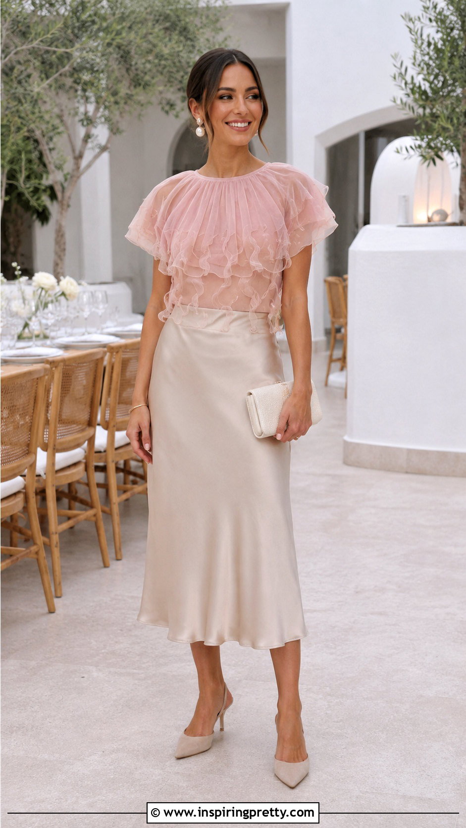 Pink Jellyfish Top With Satin Midi Skirt - 50 jellyfish top outfit ideas