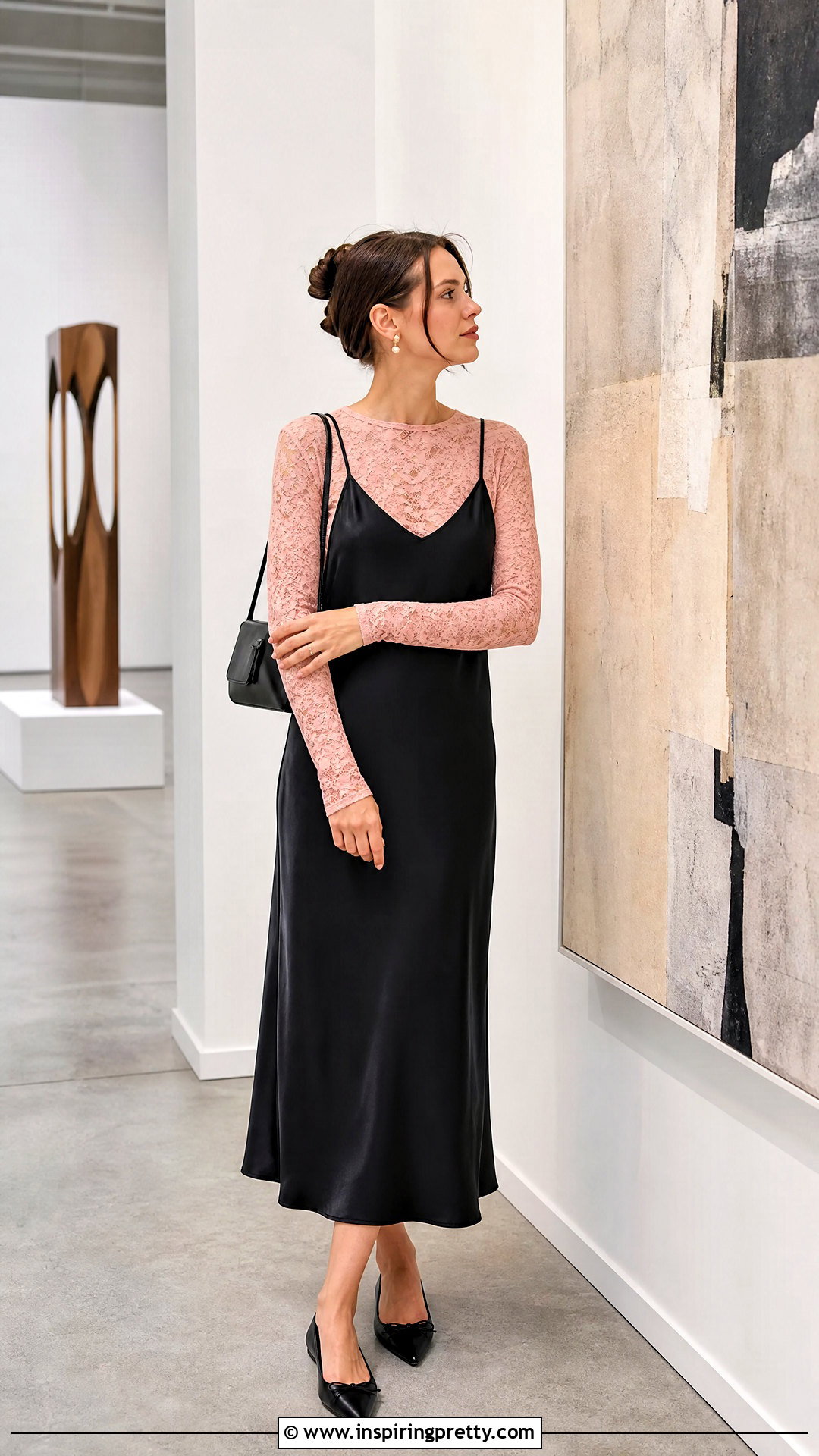 Pink Lace Top Under A Slip Dress - 50 pink lace top outfit ideas