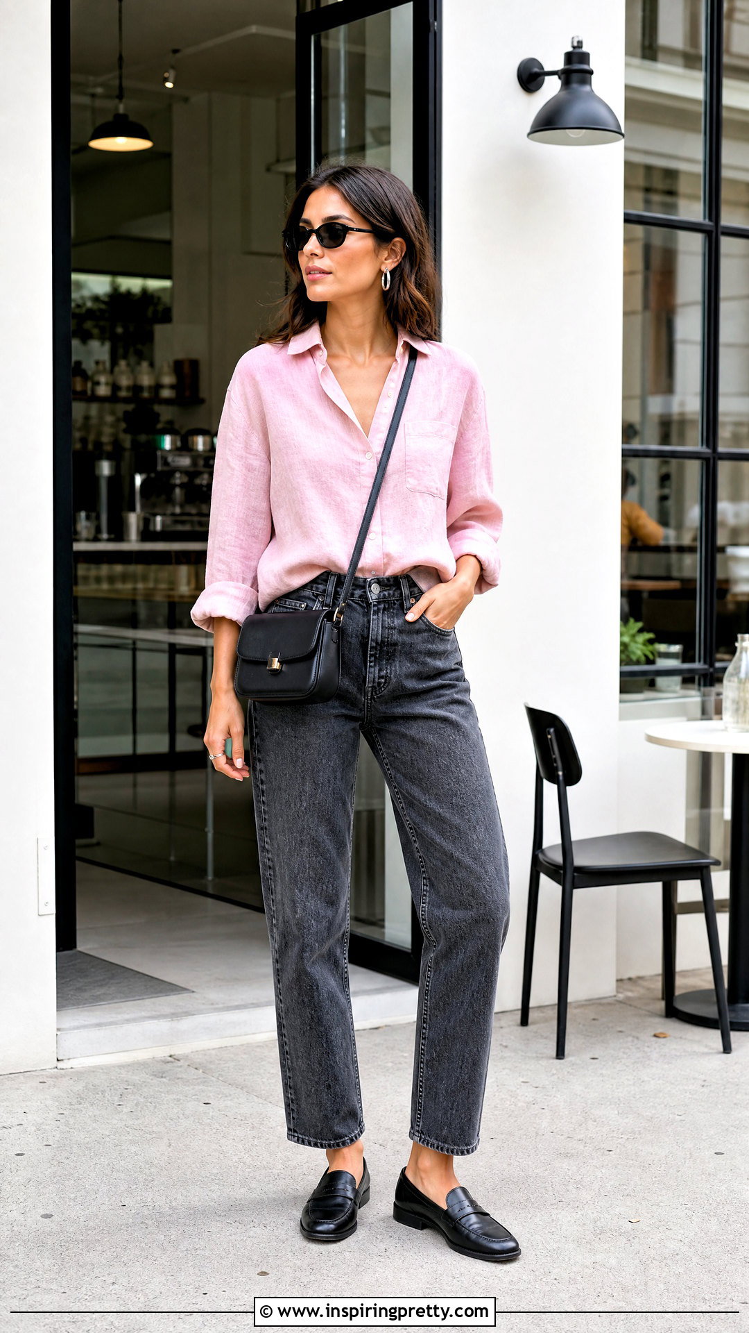 Pink Linen Top With Gray Jeans - 20 Casual Pink Linen Top outfit ideas