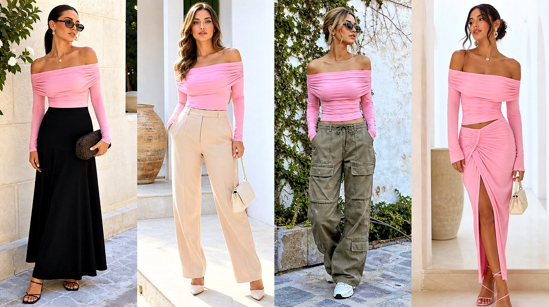 20 Pink Off-Shoulder Top With Accessories for Date Nights