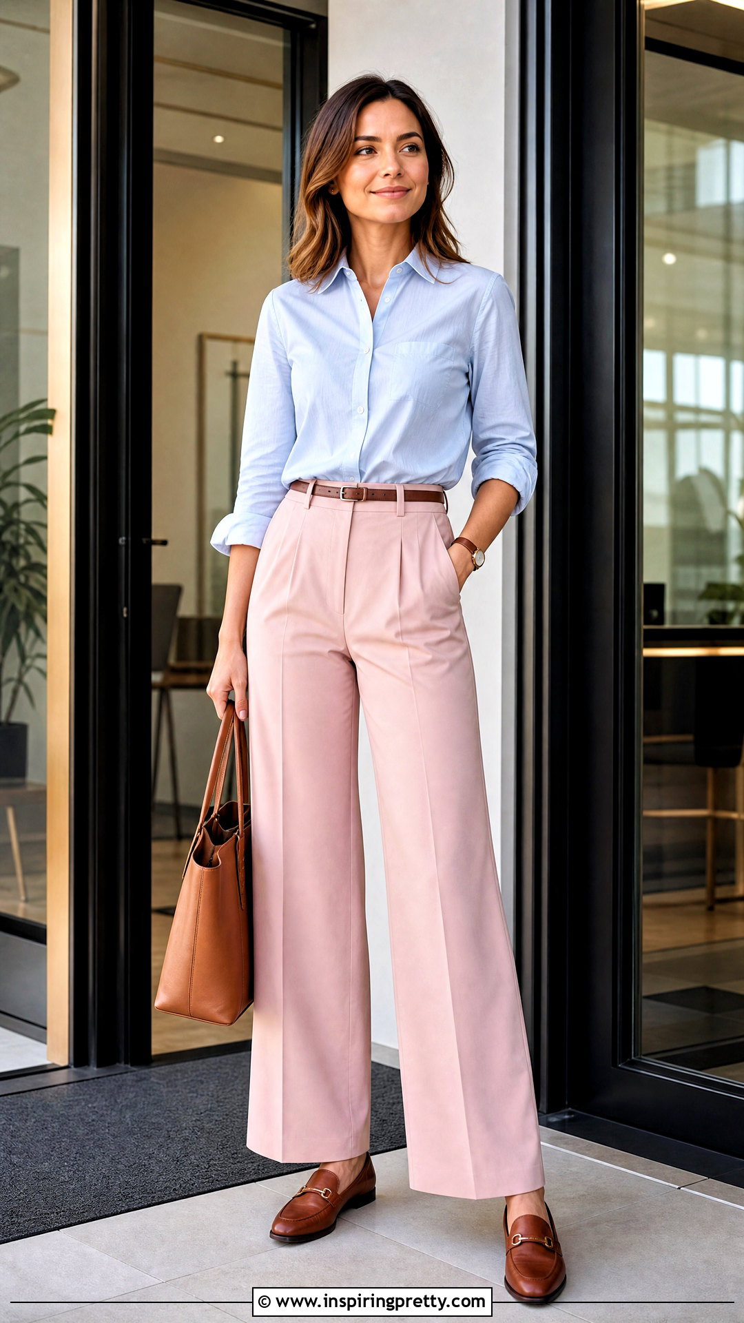 Pink Pants With Light Blue Shirt And Loafers - What Top To Wear With Pink Pants (20 Ways)