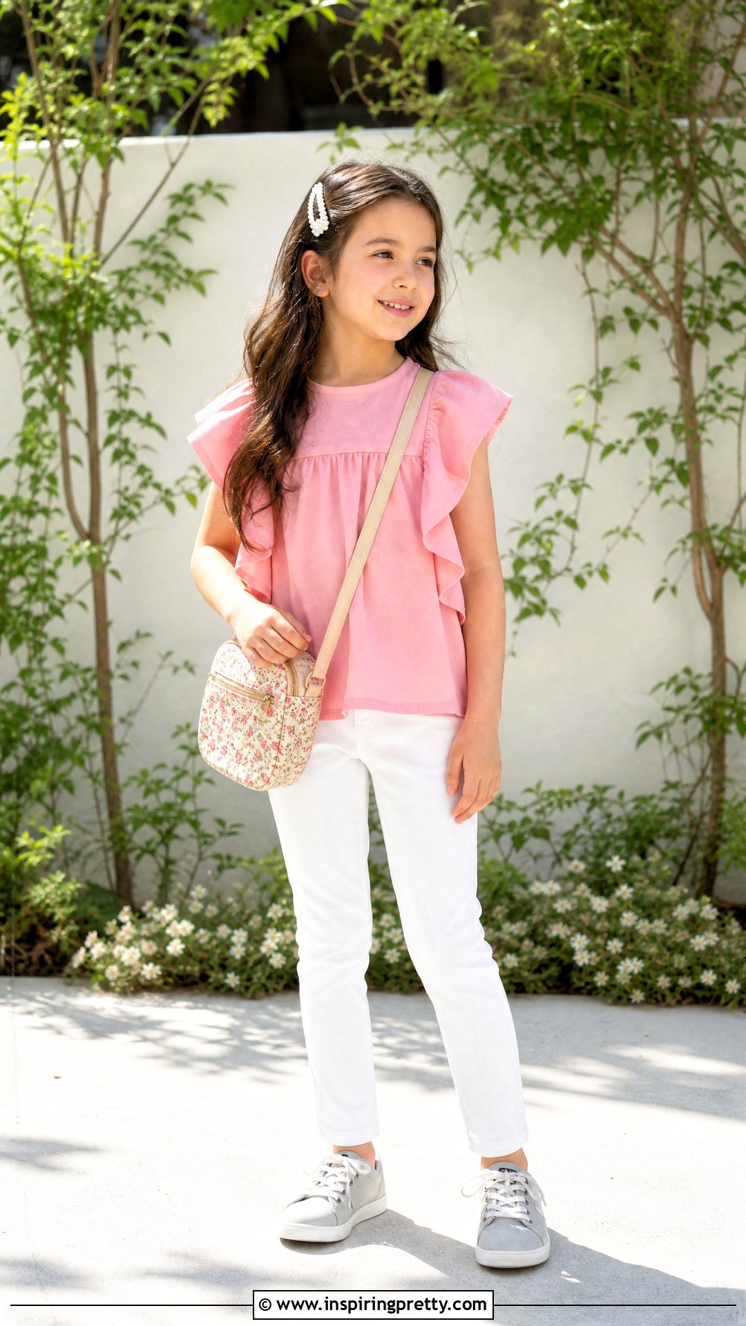Pink Ruffle Cotton Top With White Jeans - 25 Girls Cotton Top Design For Jeans