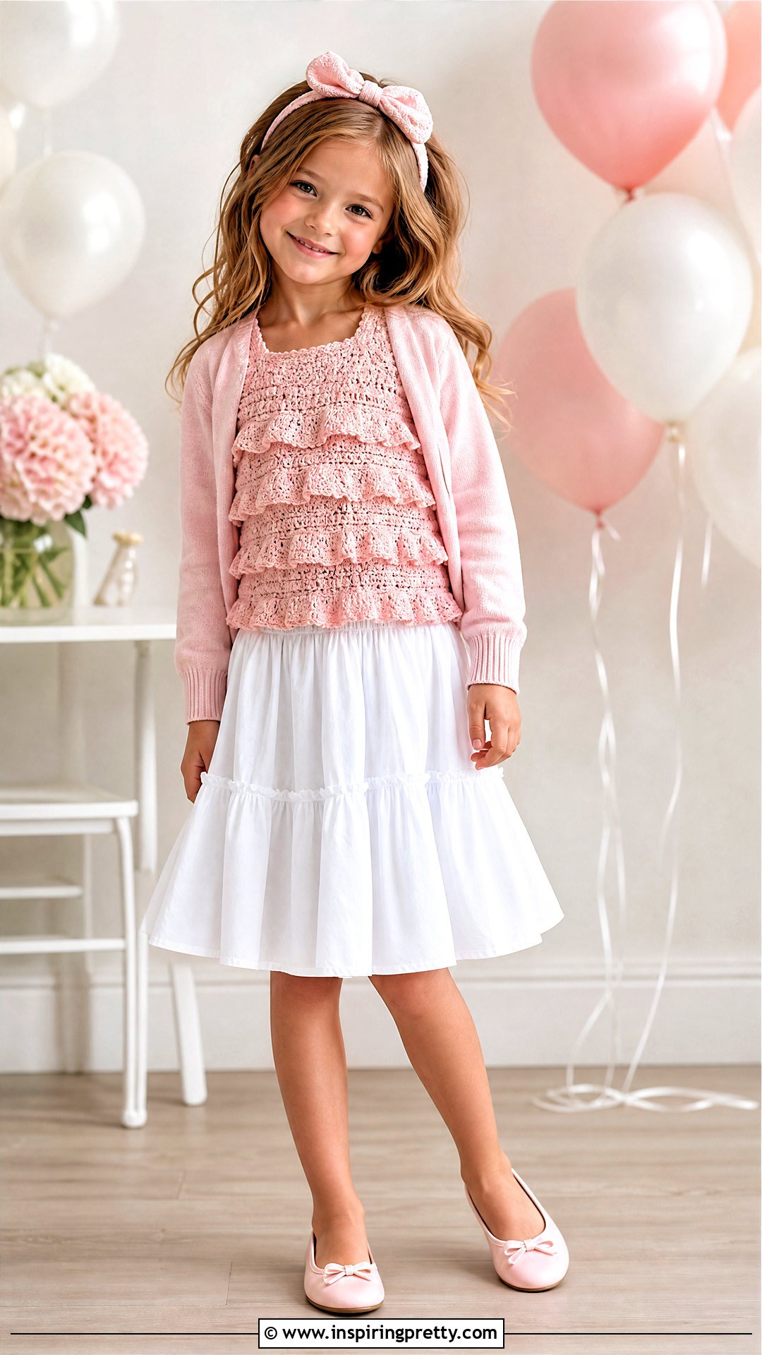 Pink Ruffle Crochet Top With Tiered Skirt - 50 top de croche infantil ideas