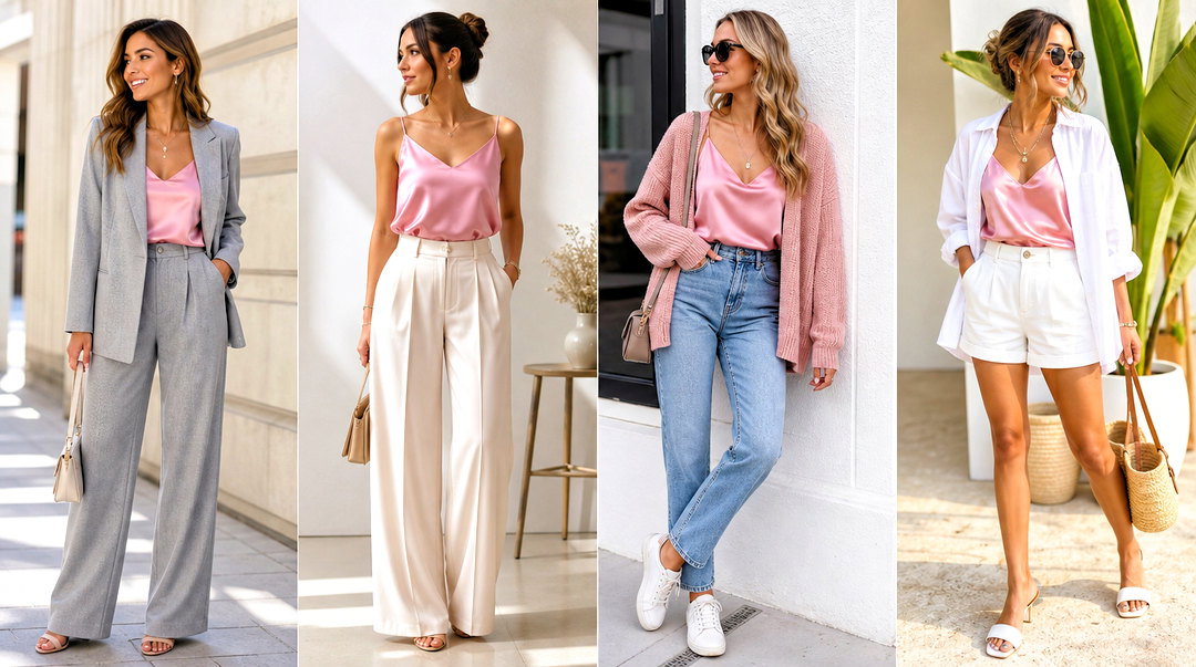 25 Pink Satin Tank Top Outfit Ideas for Sleek Evening Looks