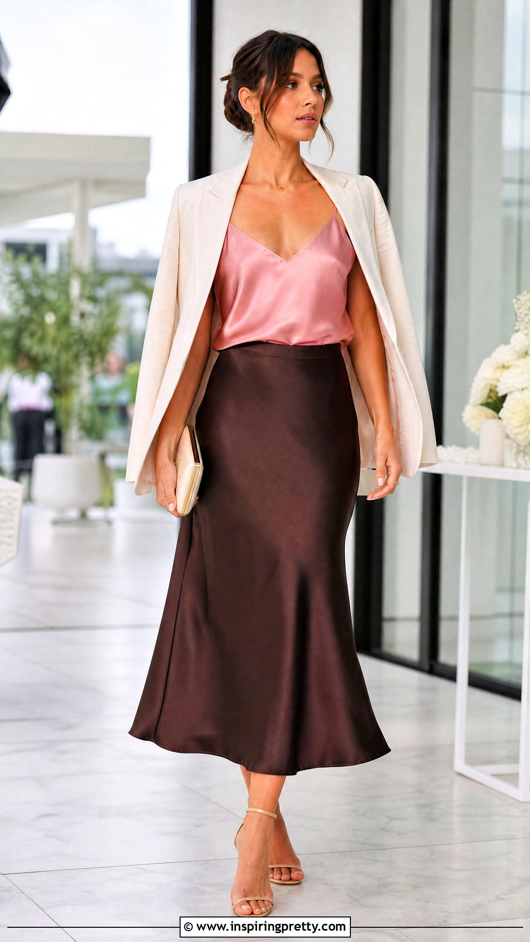 Pink Satin Tank Top With Satin Midi Skirt - 25 pink satin tank top outfit ideas