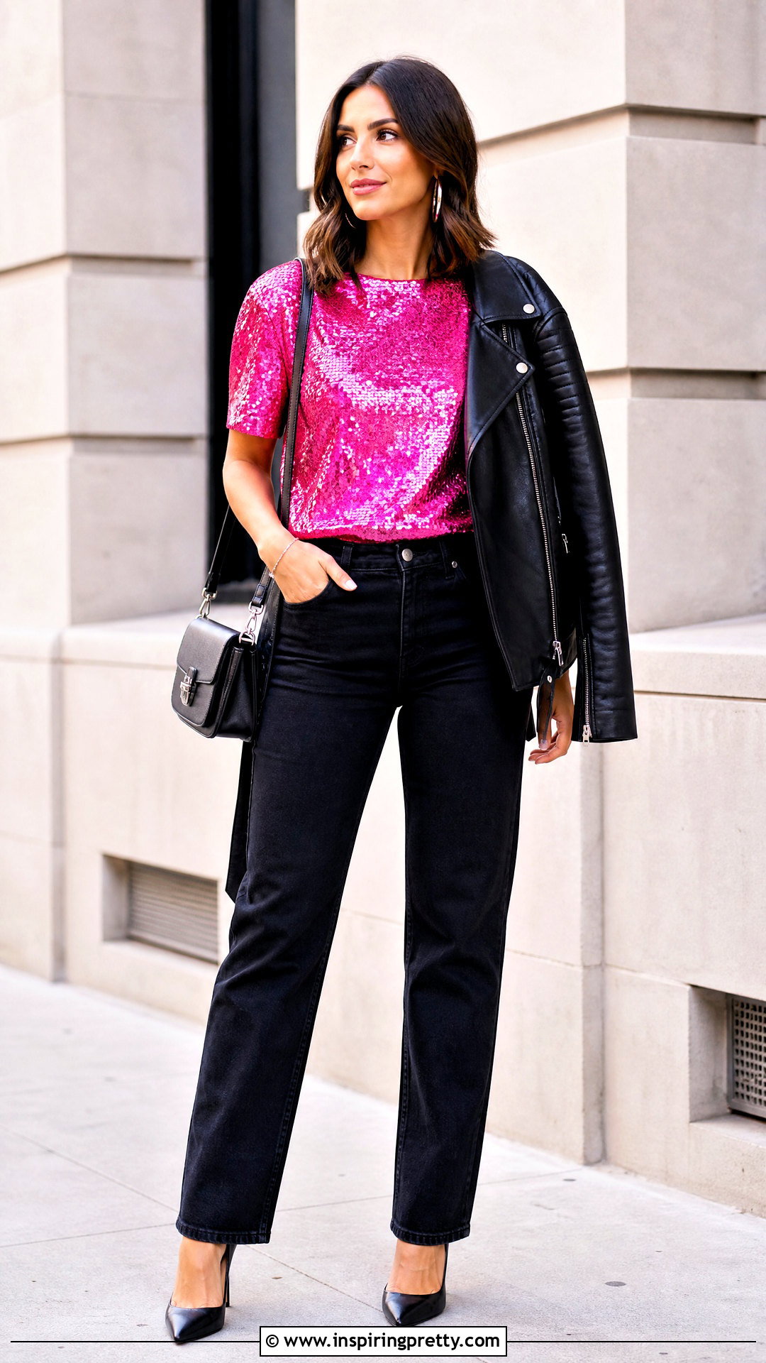 Pink Sequin Top With Black Jeans - 20 sequin tops amazon ideas