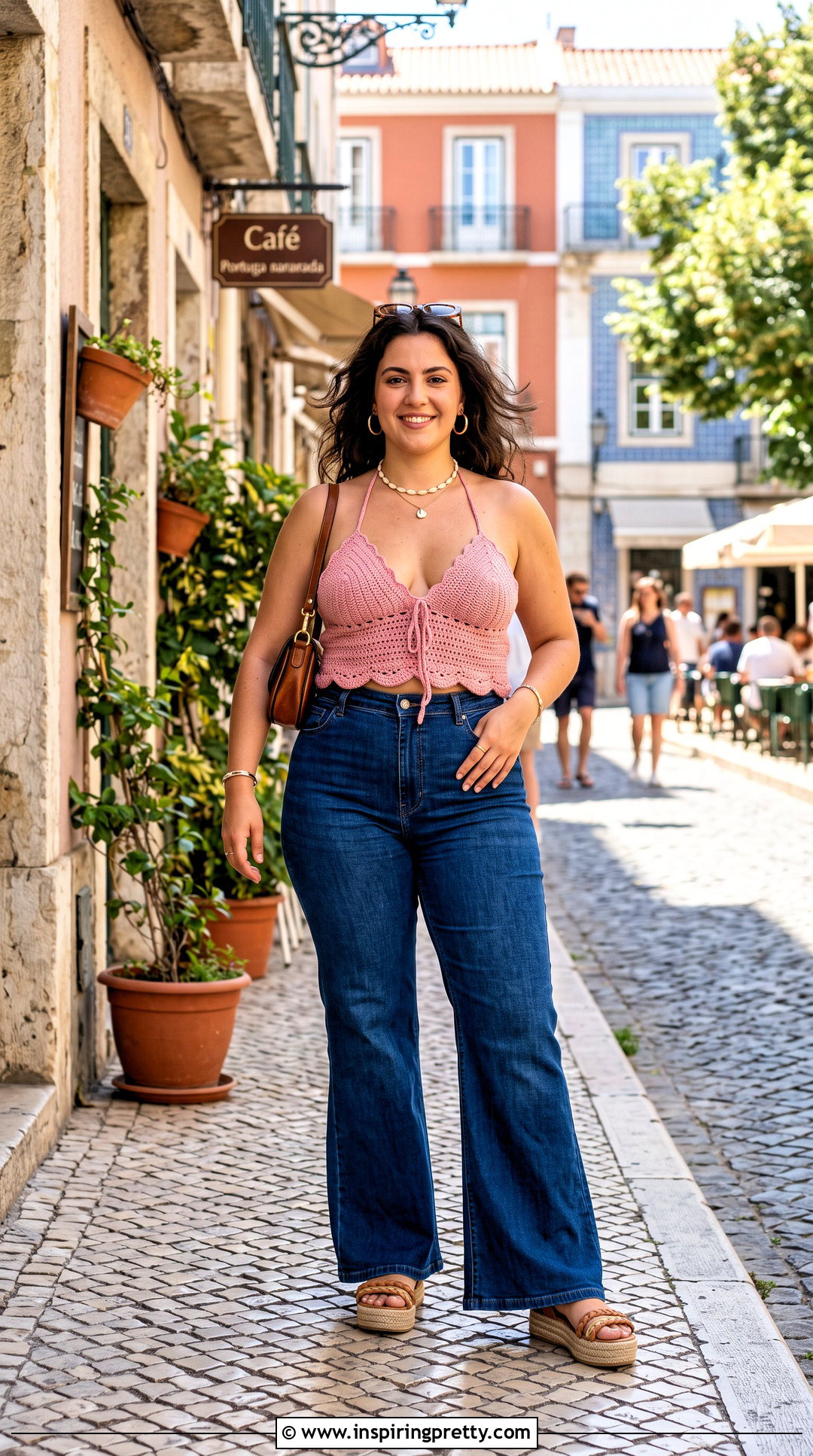 Pink Sereia Crochet Top With Flared Jeans - 50 top sereia croche ideas