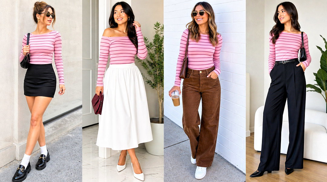 25 Pink Striped Brandy Top Outfit Ideas for Trendy Weekends