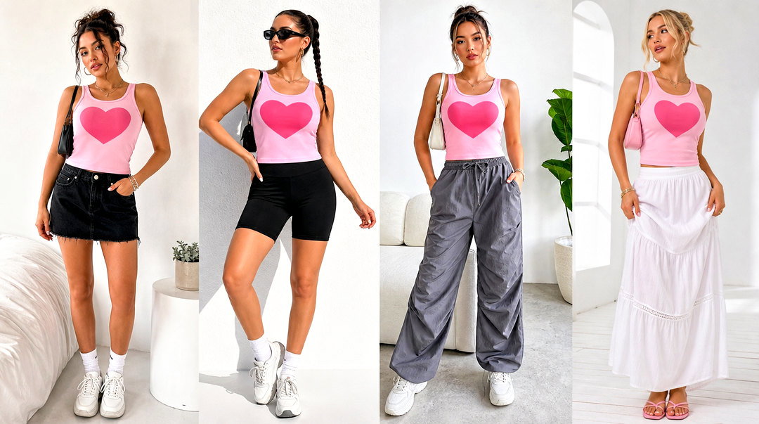 20 Pink Tank Top With Heart Design Outfit Ideas to Love