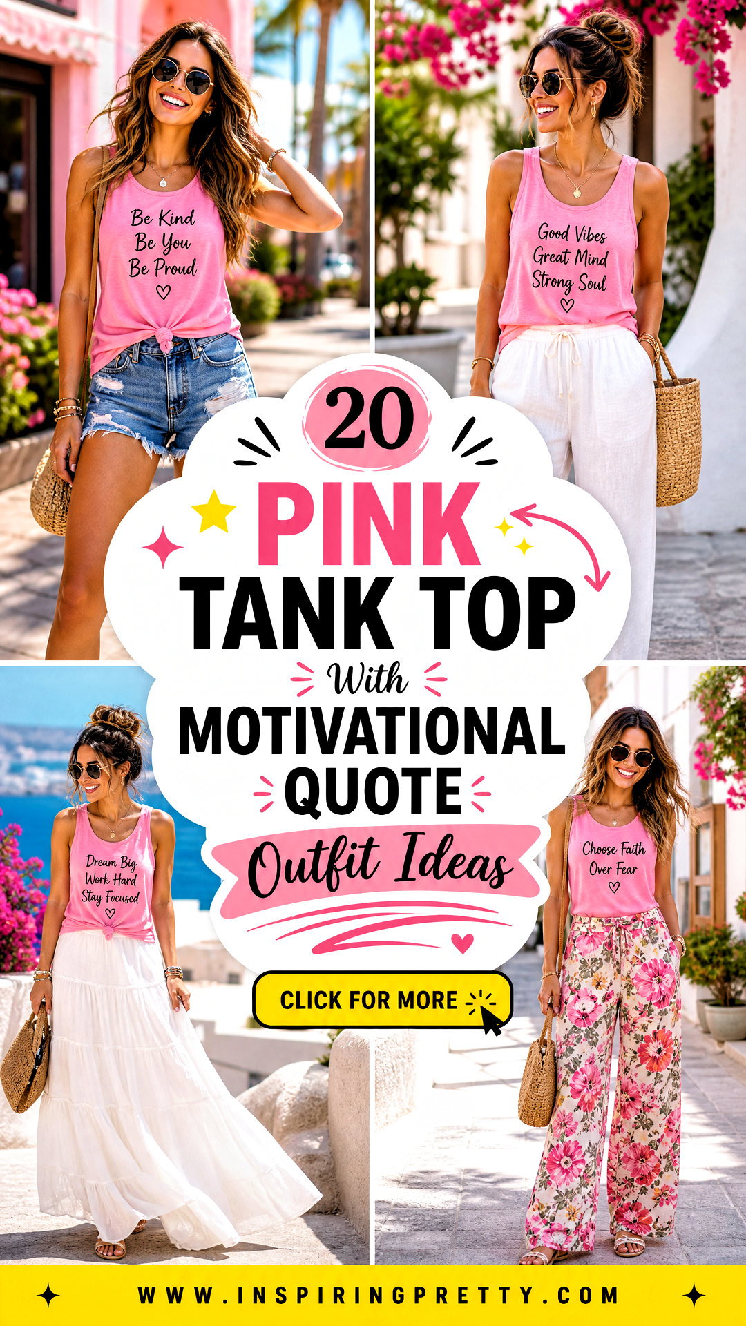 20 Pink Tank Top With Motivational Quote Outfit Ideas to Inspire - 20 Pink Tank Top With Motivational Quote Outfit Ideas to Inspire