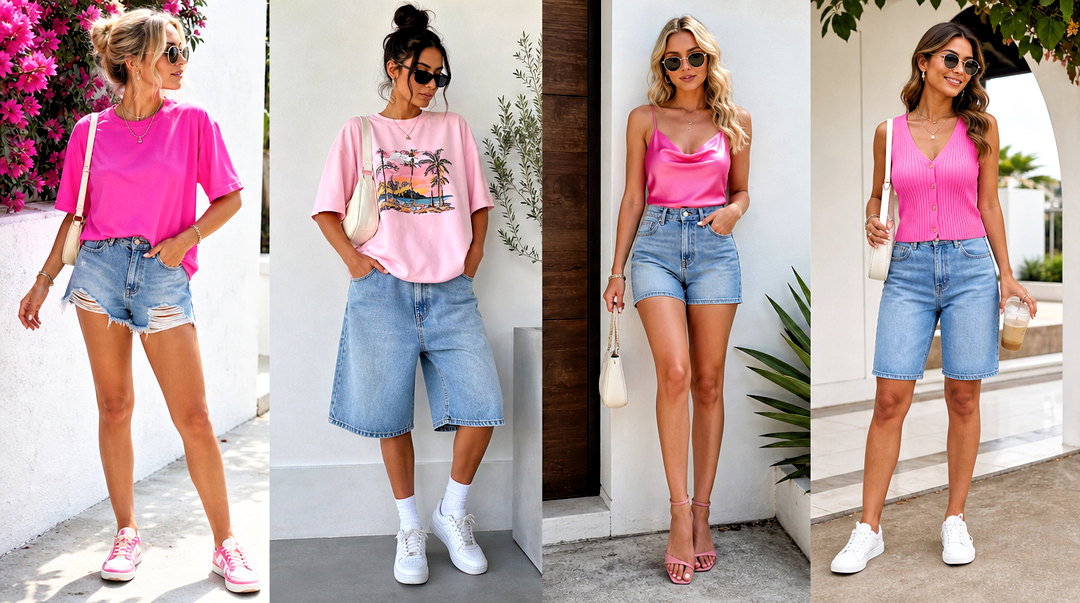 20 Pink Top With Denim Shorts Outfit Ideas for Sunny Days