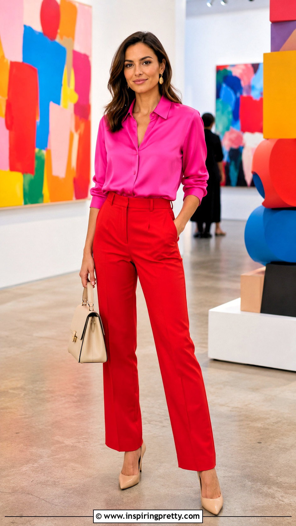 Pink Top With Red Pants - 50 pink tops outfit ideas