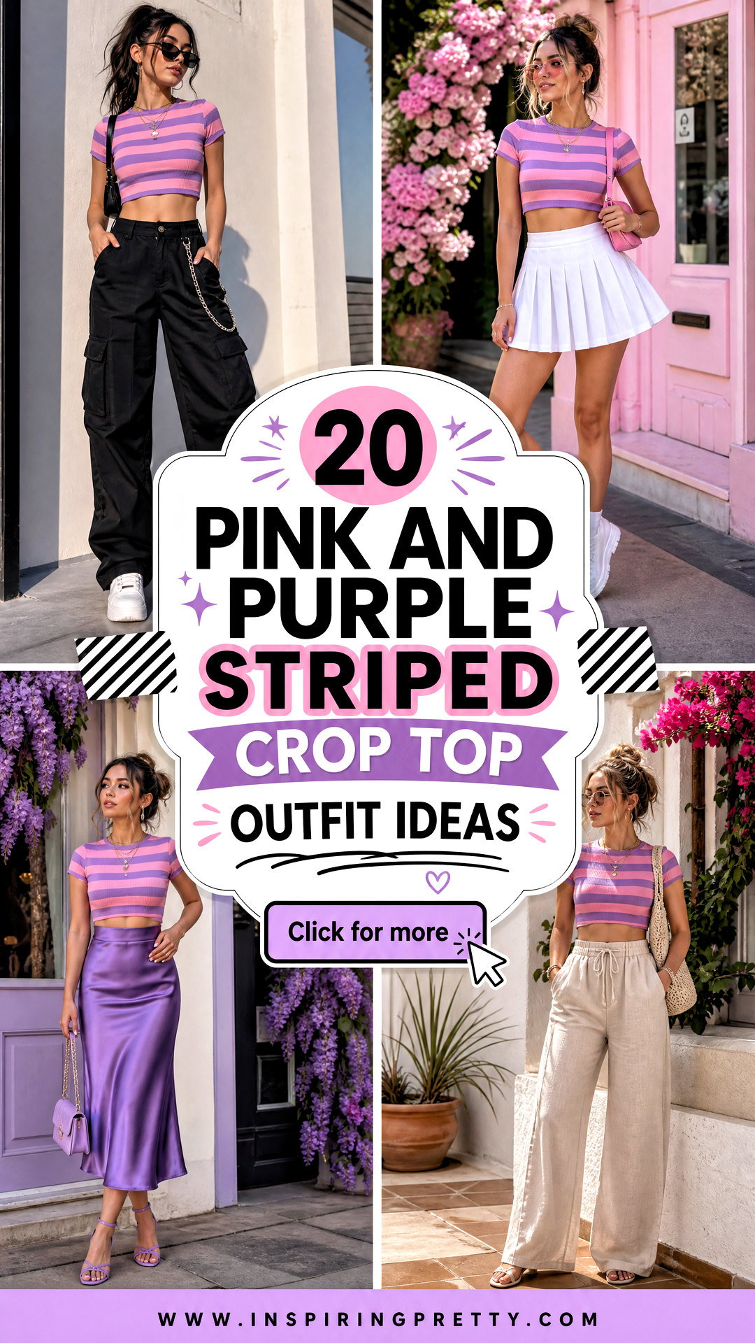 20 Pink and Purple Striped Crop Top Outfit Ideas for Bold Looks - 20 Pink and Purple Striped Crop Top Outfit Ideas for Bold Looks