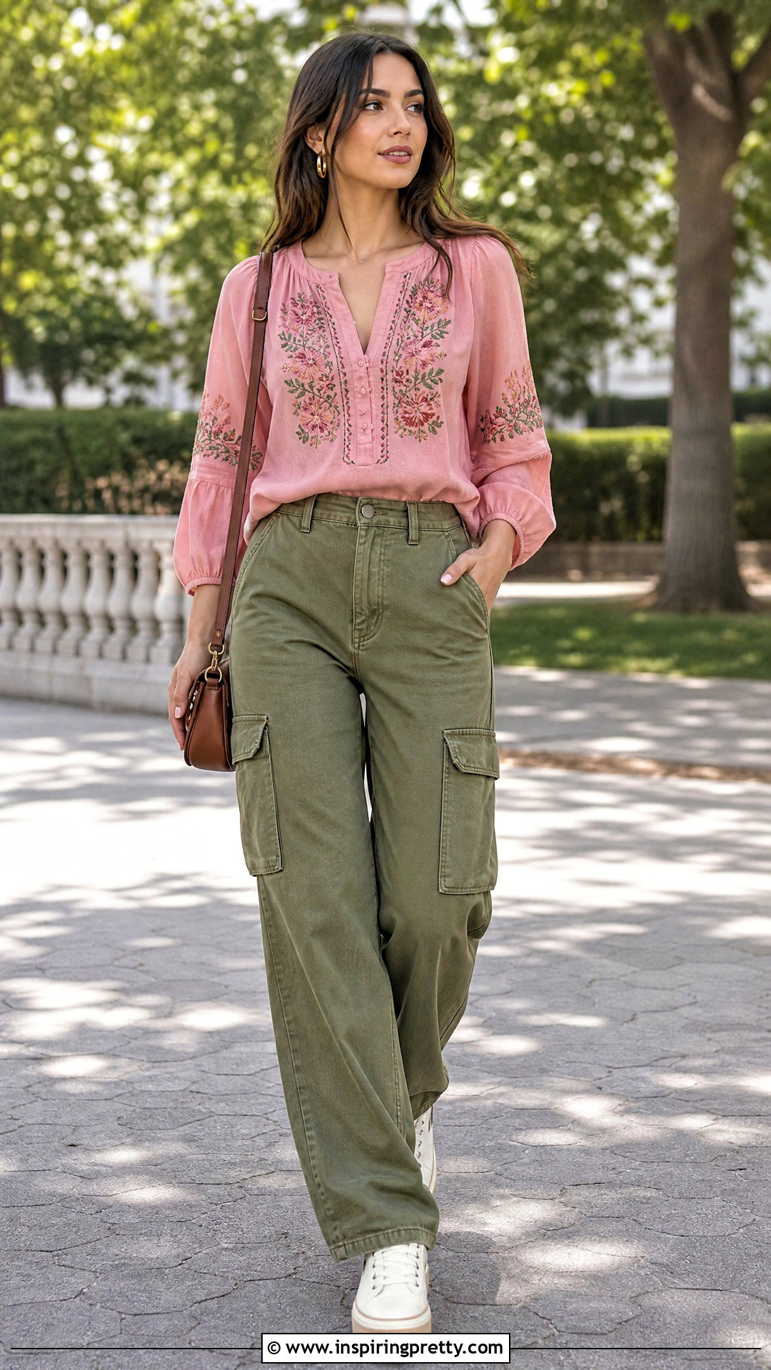 Pink s Peasant Top With Cargo Pants - 25 Pink 70S Top outfit ideas